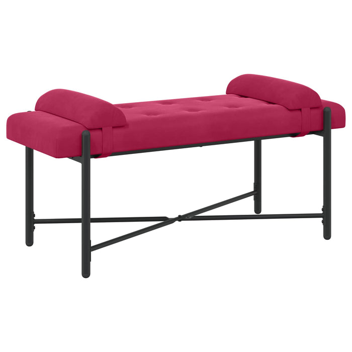 Bancă cu butoane și perne Roșu Vin 110 x 40 x 46 cm Catifea WALTI