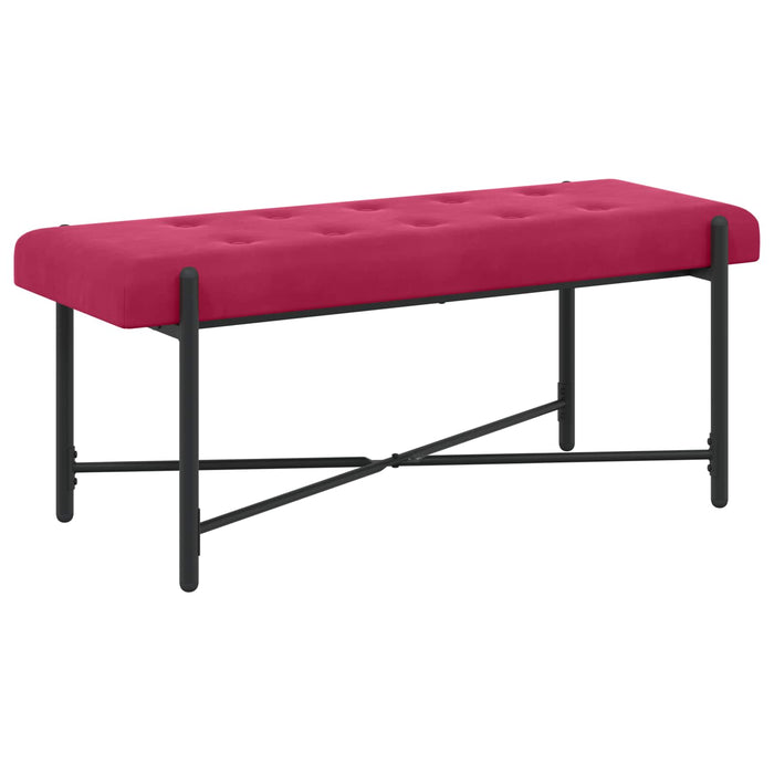 Bancă cu butoane și perne Roșu Vin 110 x 40 x 46 cm Catifea WALTI