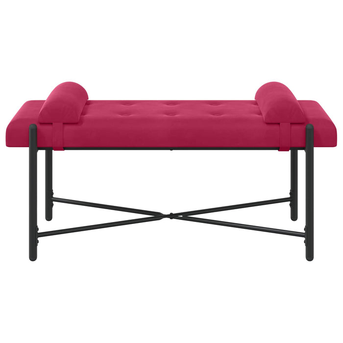 Bancă cu butoane și perne Roșu Vin 110 x 40 x 46 cm Catifea WALTI