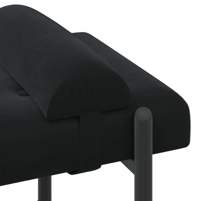 Bancă cu butoane și perne Negru 110 x 40 x 46 cm Catifea WALTI