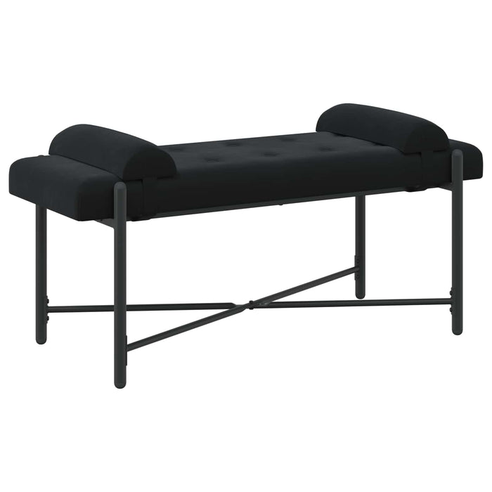 Bancă cu butoane și perne Negru 110 x 40 x 46 cm Catifea WALTI
