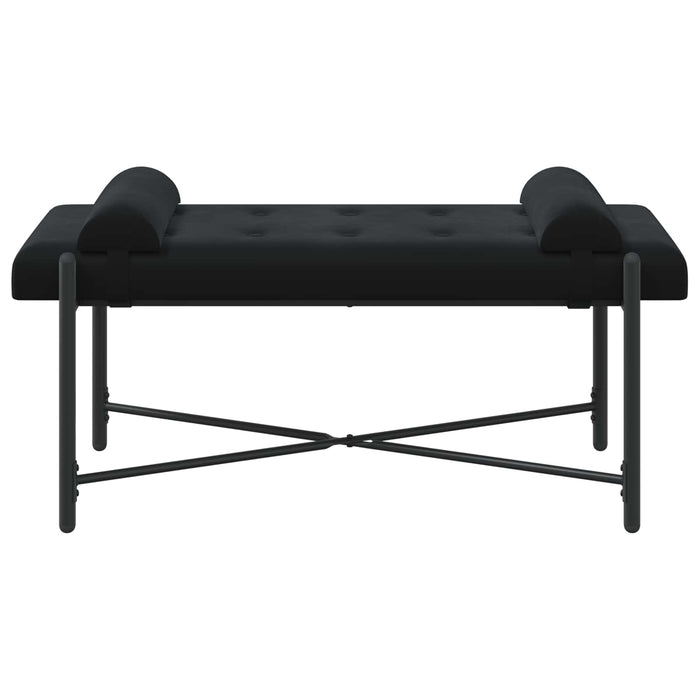 Bancă cu butoane și perne Negru 110 x 40 x 46 cm Catifea WALTI
