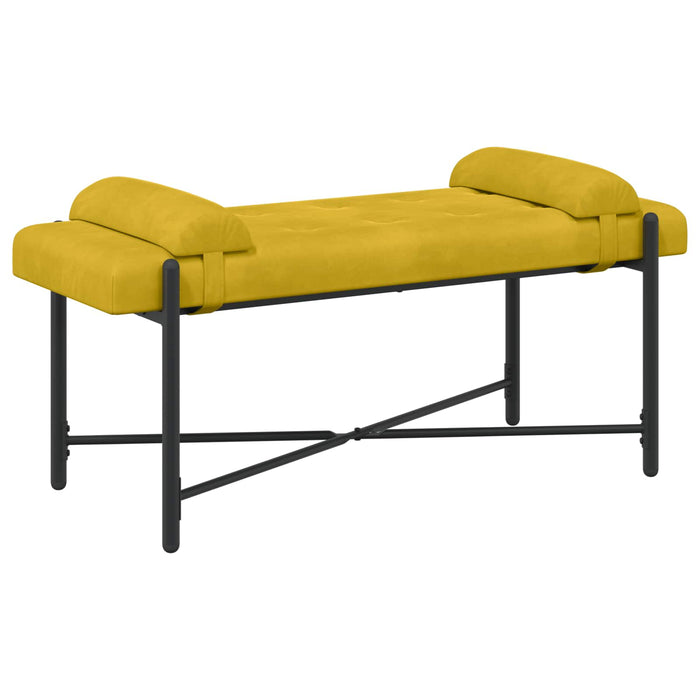 Bancă cu butoane și perne Galben 110 x 40 x 46 cm Catifea WALTI