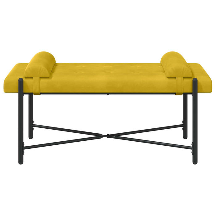 Bancă cu butoane și perne Galben 110 x 40 x 46 cm Catifea WALTI