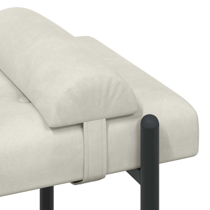 Bancă cu butoane și perne Crem 110 x 40 x 46 cm Catifea WALTI