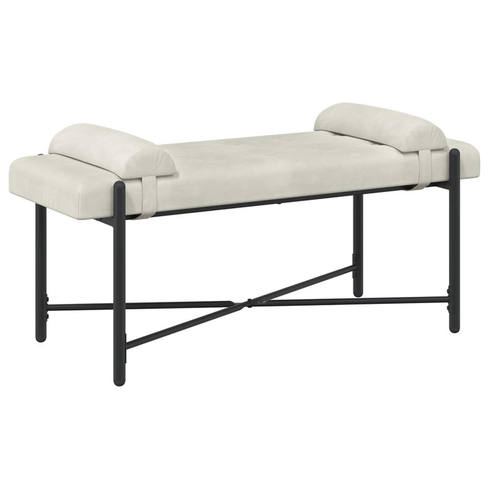 Bancă cu butoane și perne Crem 110 x 40 x 46 cm Catifea WALTI