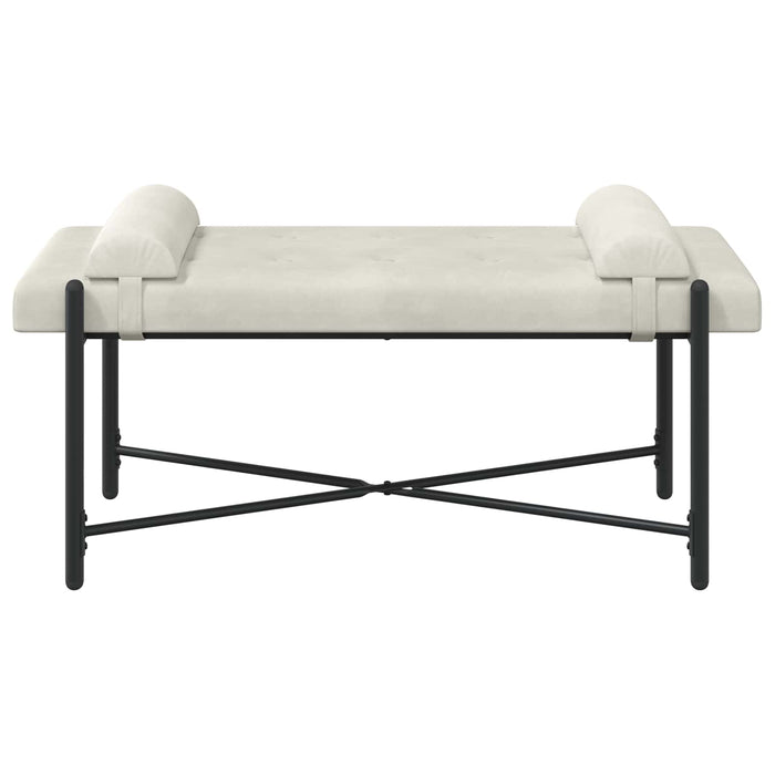 Bancă cu butoane și perne Crem 110 x 40 x 46 cm Catifea WALTI