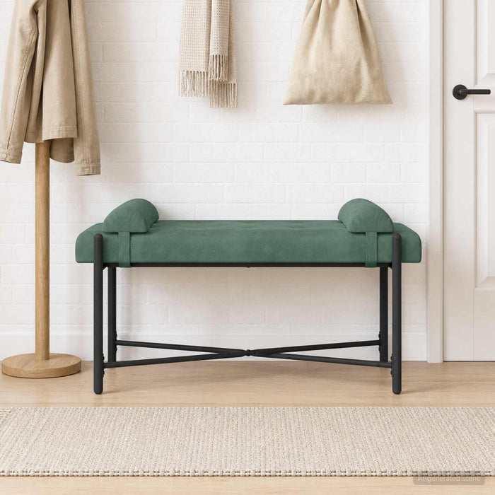 Bancă cu butoane și perne Verde Mării 110 x 40 x 46 cm Catifea - WALTI WALTI