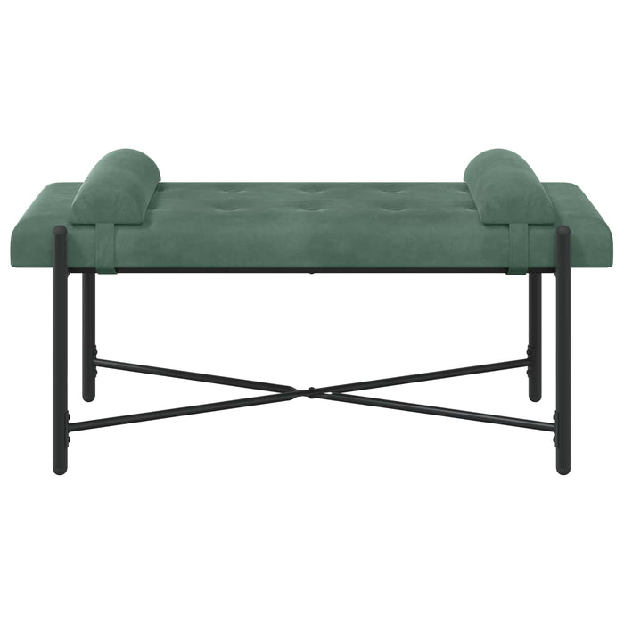 Bancă cu butoane și perne Verde Mării 110 x 40 x 46 cm Catifea WALTI