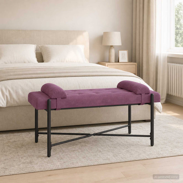 Bancă cu butoane și perne Violet 110 x 40 x 46 cm Catifea - WALTI WALTI