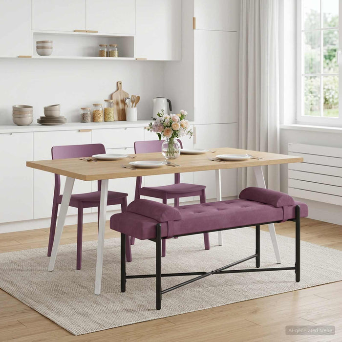 Bancă cu butoane și perne Violet 110 x 40 x 46 cm Catifea - WALTI WALTI