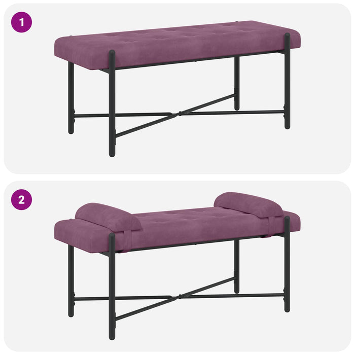 Bancă cu butoane și perne Violet 110 x 40 x 46 cm Catifea WALTI