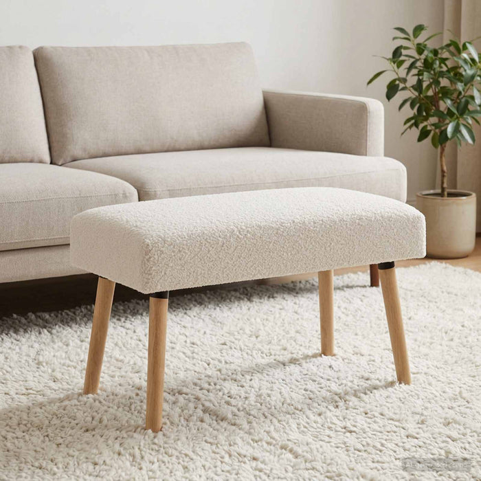 bancă Simplu Crem 80 x 40 x 46 cm Bouclé - WALTI WALTI
