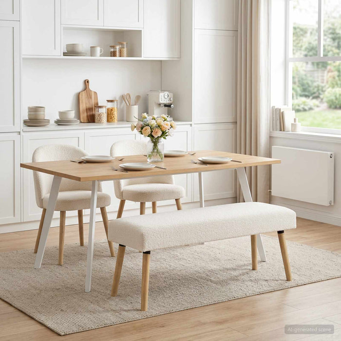 bancă Simplu Crem 110 x 40 x 46 cm Bouclé - WALTI WALTI