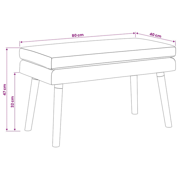 Bancă cu două straturi Alb 80 x 40 x 47 cm Țesătură WALTI