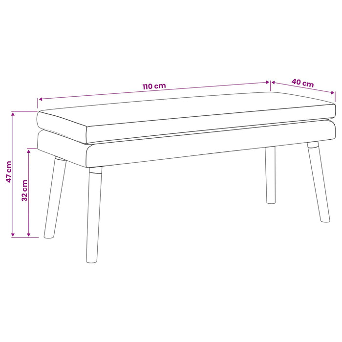 Bancă cu două straturi Gri închis 110 x 40 x 47 cm Țesătură WALTI