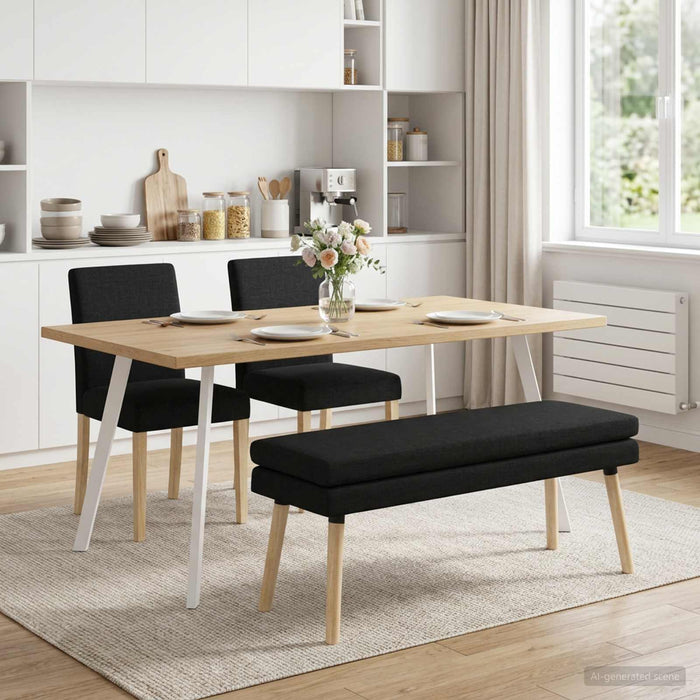 Bancă cu două straturi Negru 110 x 40 x 47 cm Țesătură - WALTI WALTI