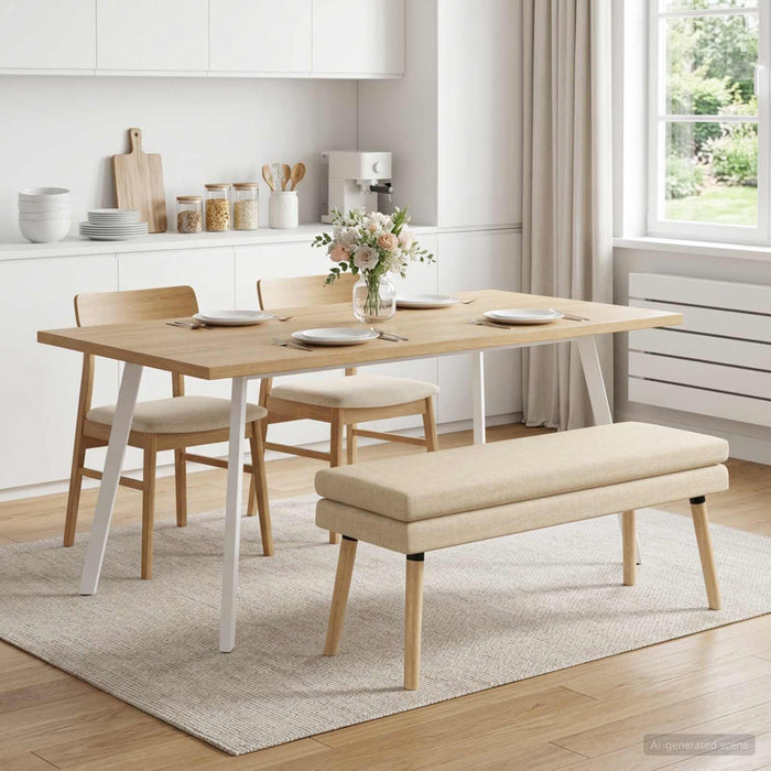 Bancă cu două straturi Crem 110 x 40 x 47 cm Țesătură - WALTI WALTI