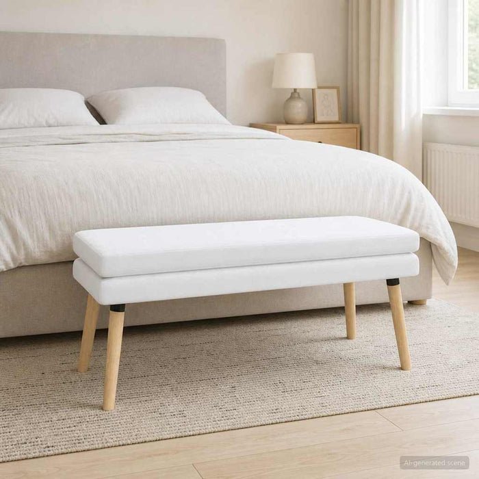Bancă cu două straturi Alb 110 x 40 x 47 cm Țesătură - WALTI WALTI