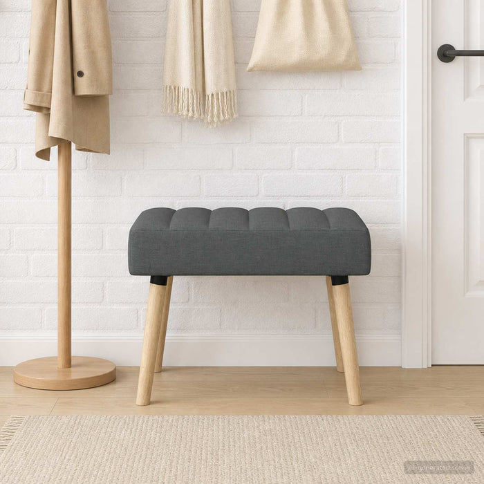 Bancă cu tapițare canelată Gri închis 60 x 40 x 45 cm Țesătură - WALTI WALTI