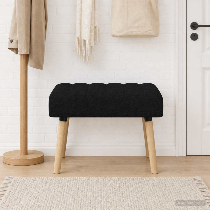 Bancă cu tapițare canelată Negru 60 x 40 x 45 cm Țesătură - WALTI WALTI