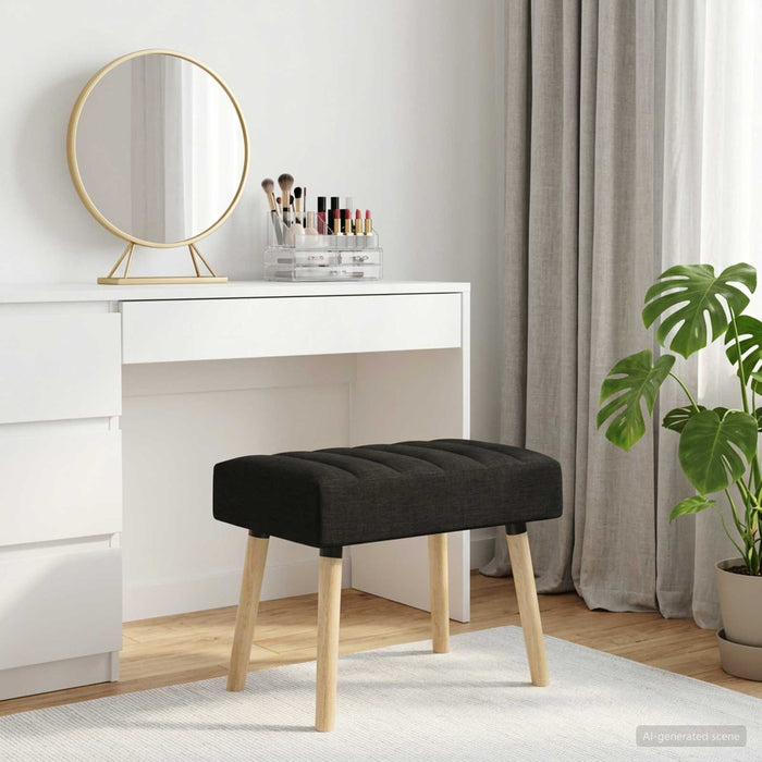Bancă cu tapițare canelată Negru 60 x 40 x 45 cm Țesătură - WALTI WALTI