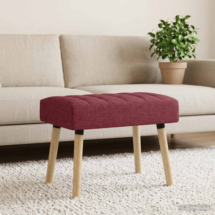 Bancă cu tapițare canelată Roșu Vin 60 x 40 x 45 cm Țesătură - WALTI WALTI