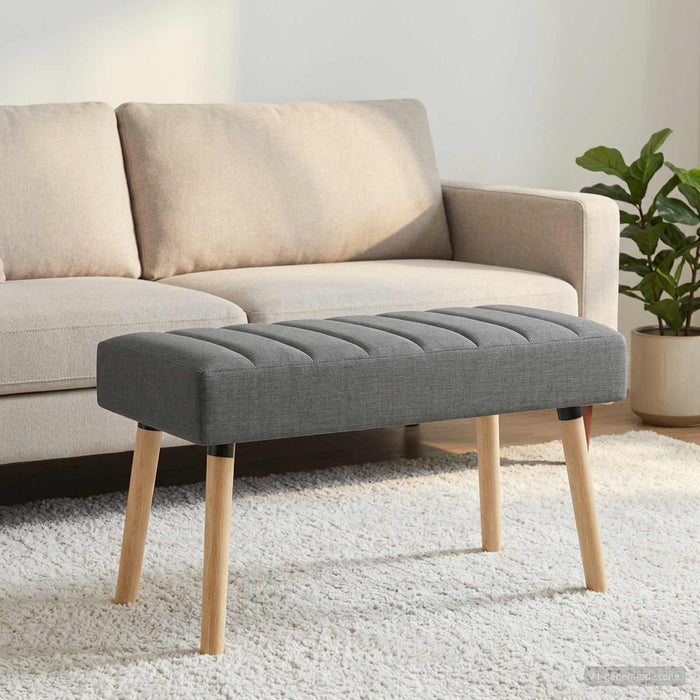 Bancă cu tapițare canelată Gri închis 80 x 40 x 46 cm Țesătură - WALTI WALTI