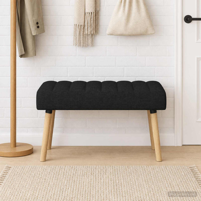 Bancă cu tapițare canelată Negru 80 x 40 x 46 cm Țesătură - WALTI WALTI