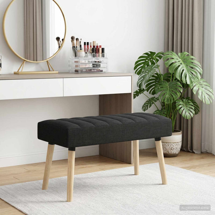 Bancă cu tapițare canelată Negru 80 x 40 x 46 cm Țesătură - WALTI WALTI