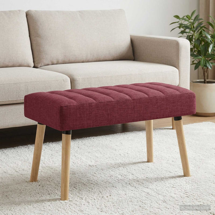 Bancă cu tapițare canelată Roșu Vin 80 x 40 x 46 cm Țesătură - WALTI WALTI