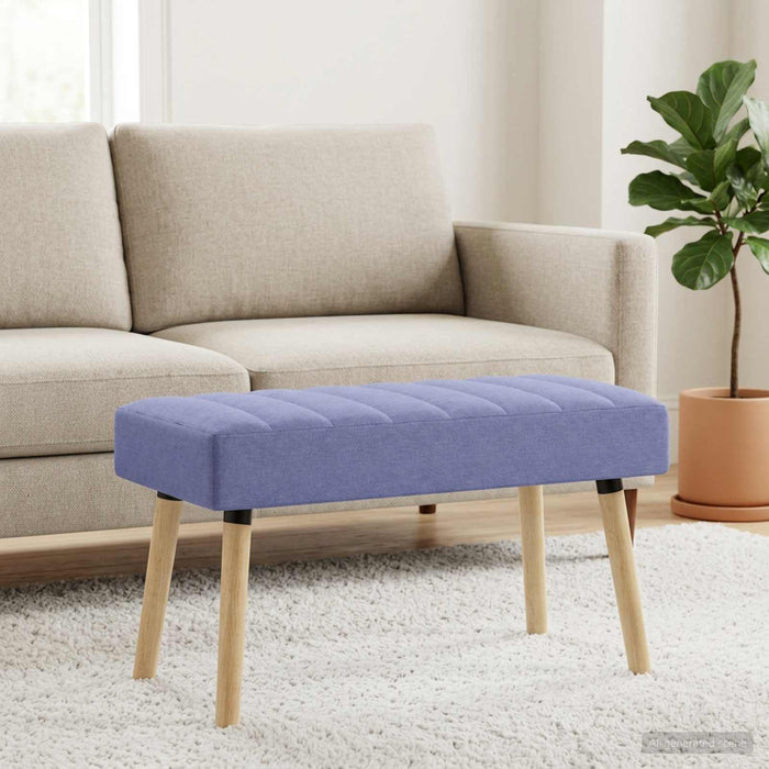 Bancă cu tapițare canelată Albastru Jeans 80 x 40 x 46 cm - WALTI WALTI
