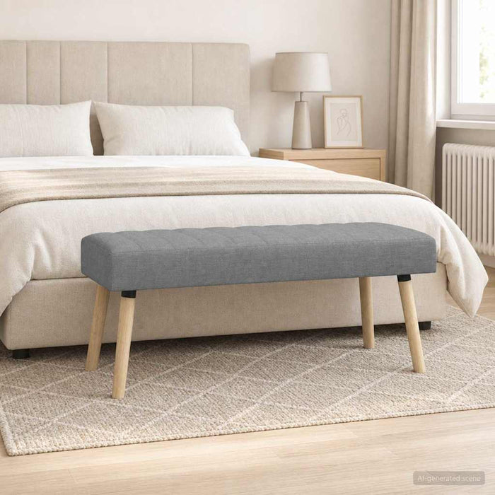 Bancă cu tapițare canelată Gri deschis 110 x 40 x 46 cm - WALTI WALTI