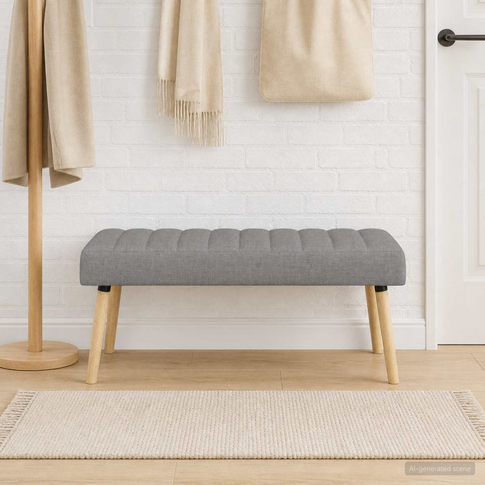 Bancă cu tapițare canelată Gri deschis 110 x 40 x 46 cm - WALTI WALTI