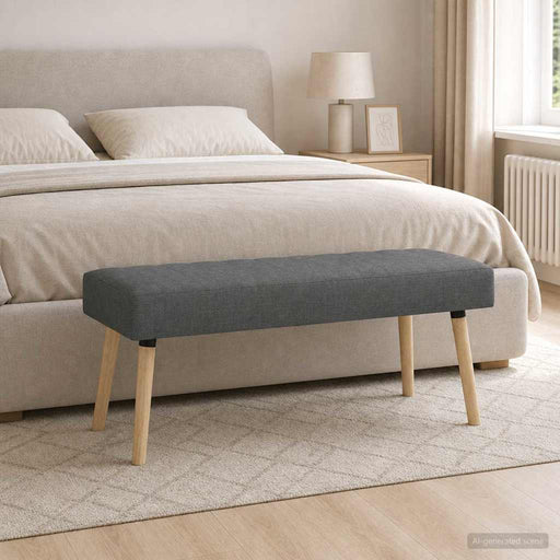 Bancă cu tapițare canelată Gri închis 110 x 40 x 46 cm Țesătură - WALTI WALTI