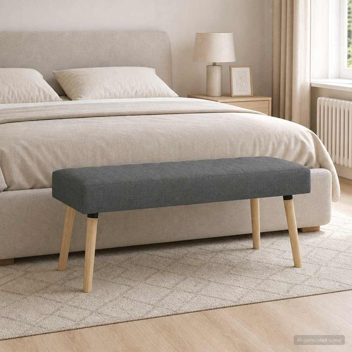 Bancă cu tapițare canelată Gri închis 110 x 40 x 46 cm Țesătură - WALTI WALTI
