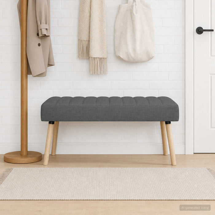 Bancă cu tapițare canelată Gri închis 110 x 40 x 46 cm Țesătură - WALTI WALTI