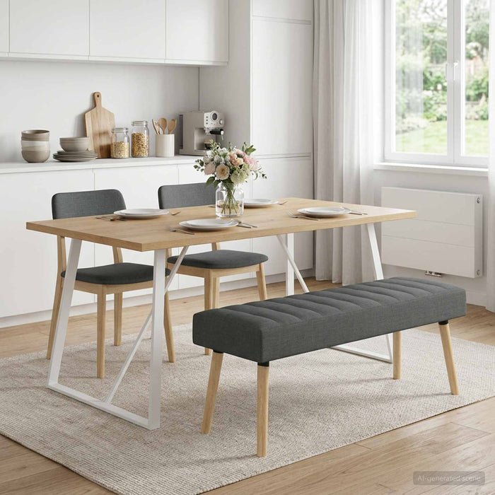 Bancă cu tapițare canelată Gri închis 110 x 40 x 46 cm Țesătură - WALTI WALTI