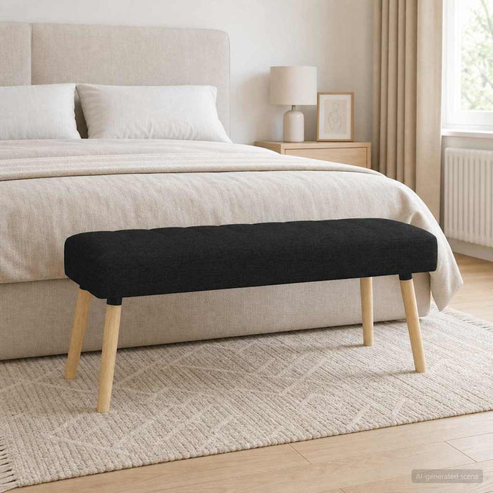 Bancă cu tapițare canelată Negru 110 x 40 x 46 cm Țesătură - WALTI WALTI