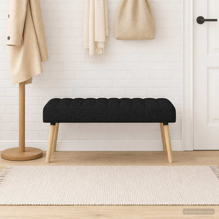Bancă cu tapițare canelată Negru 110 x 40 x 46 cm Țesătură - WALTI WALTI