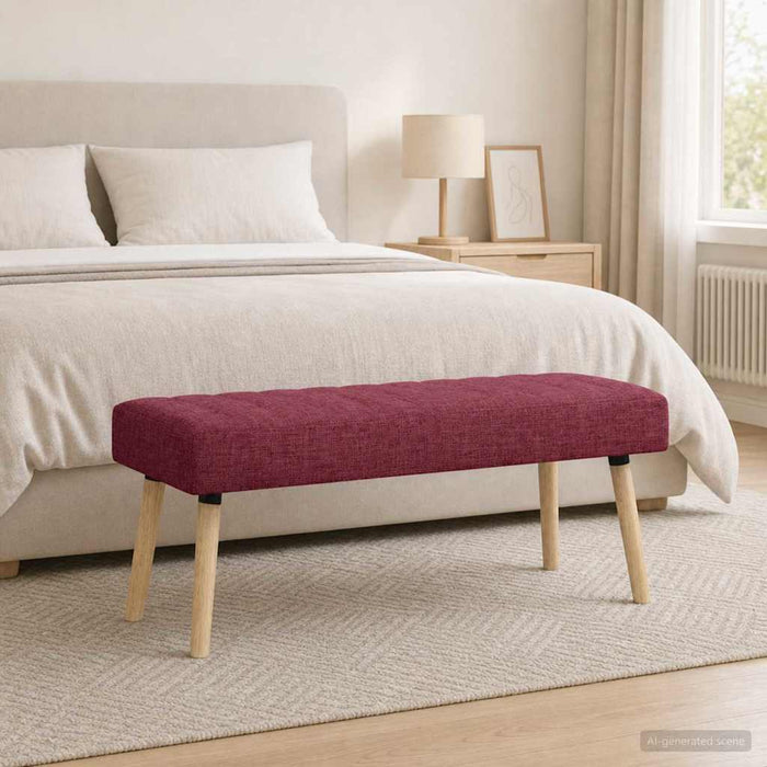 Bancă cu tapițare canelată Roșu Vin 110 x 40 x 46 cm Țesătură - WALTI WALTI