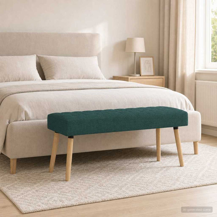 Bancă cu tapițare canelată Verde închis 110 x 40 x 46 cm - WALTI WALTI