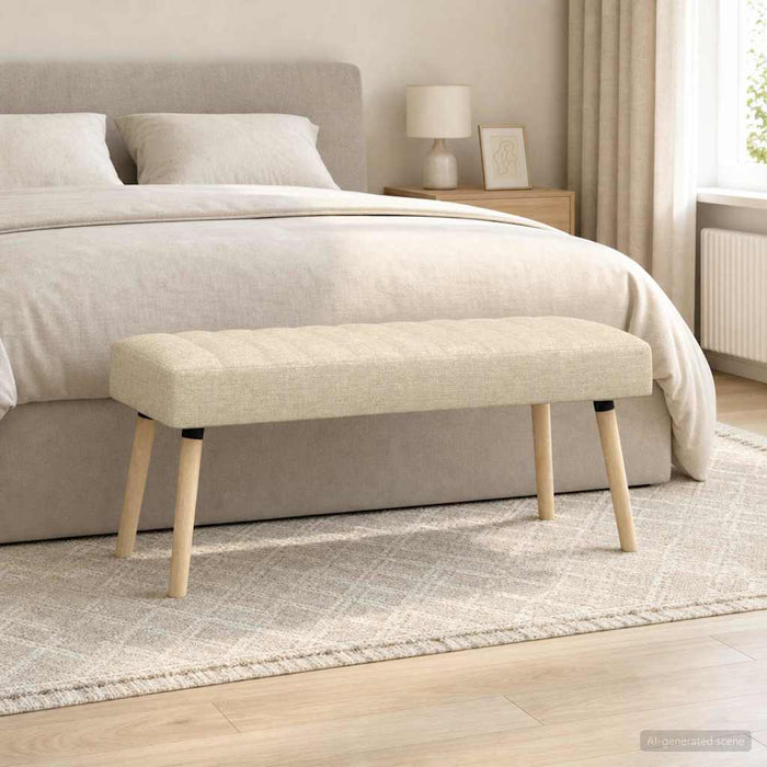 Bancă cu tapițare canelată Crem 110 x 40 x 46 cm Țesătură - WALTI WALTI