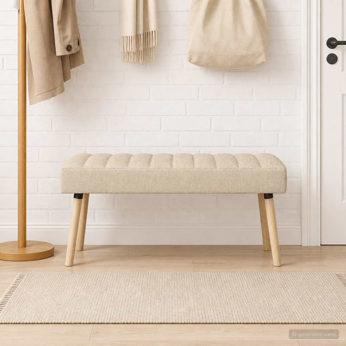 Bancă cu tapițare canelată Crem 110 x 40 x 46 cm Țesătură - WALTI WALTI