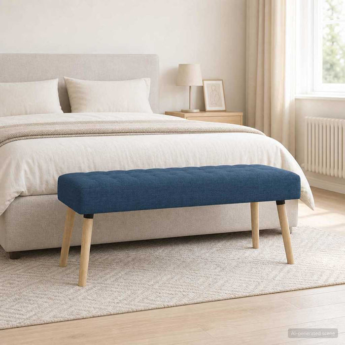 Bancă cu tapițare canelată albastru 110 x 40 x 46 cm Țesătură - WALTI WALTI