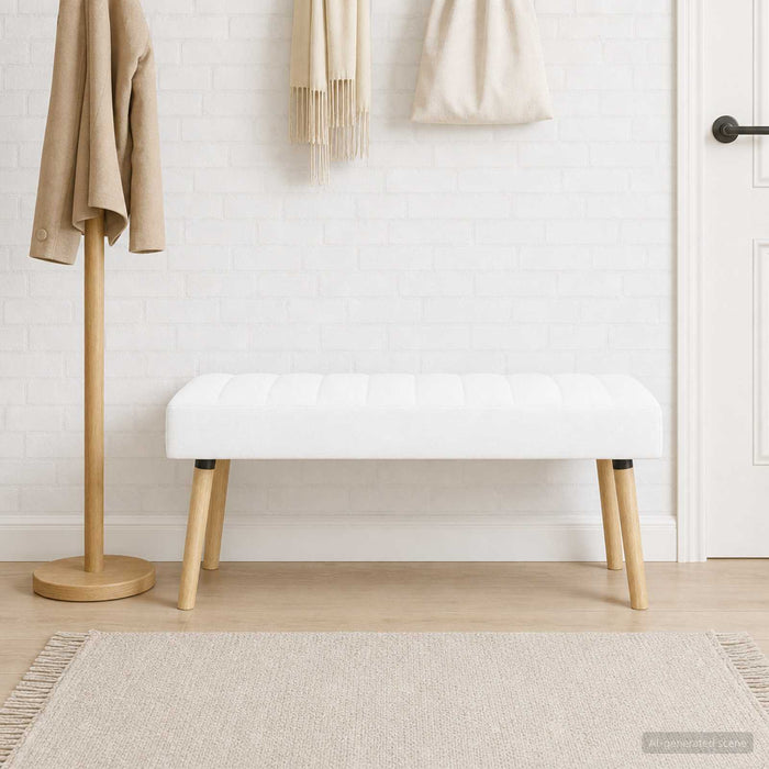 Bancă cu tapițare canelată Alb 110 x 40 x 46 cm Țesătură - WALTI WALTI