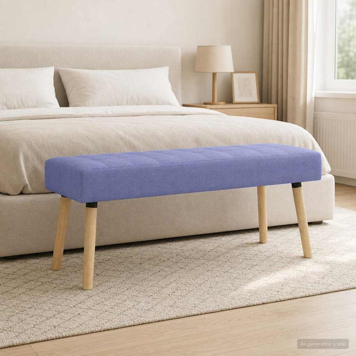 Bancă cu tapițare canelată Albastru Jeans 110 x 40 x 46 cm - WALTI WALTI
