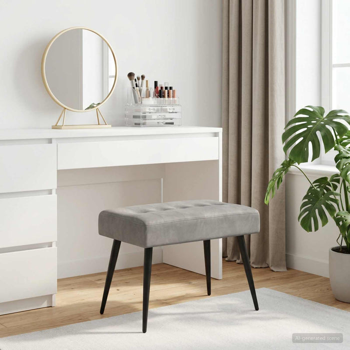 Bancă cu butoane capitonate Gri deschis 60 x 40 x 45 cm Catifea - WALTI WALTI