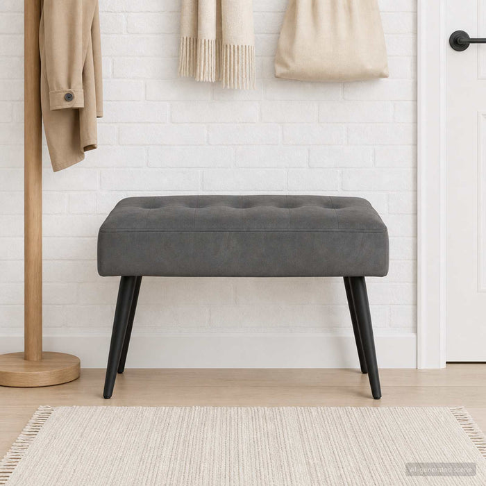 Bancă cu butoane capitonate Gri închis 60 x 40 x 45 cm Catifea - WALTI WALTI