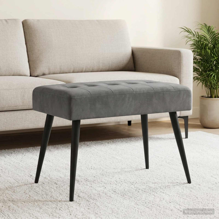 Bancă cu butoane capitonate Gri închis 60 x 40 x 45 cm Catifea - WALTI WALTI